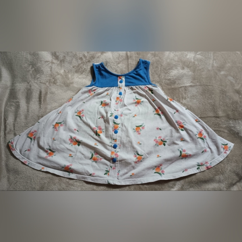 Omi Jo Floral Oranges Tunic with Blue Trim Size 3T By Well Dressed Wolf